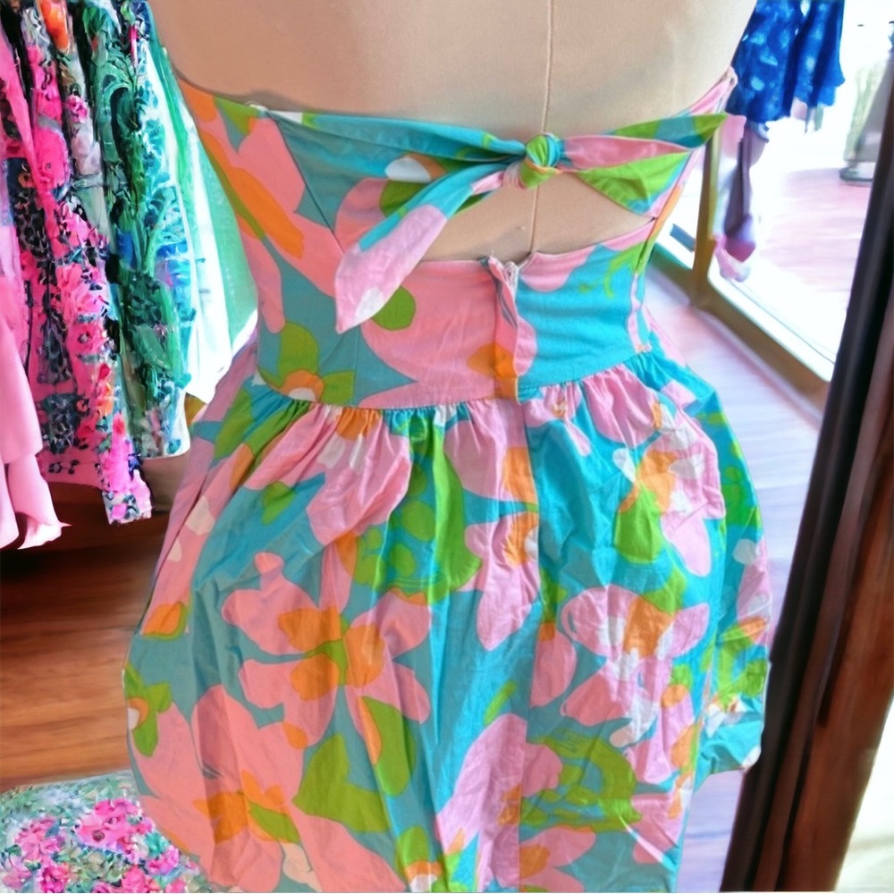 Lilly Pulitzer Rachelle Floral Strapless A-Line Mini Dress Pink Blue Size 2 - Picture 2 of 7